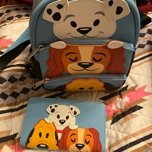 Disney dogs loungefly backpack,  matching wallet
